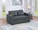 Contemporary Charcoal Sleeper Sofa Pillows Plush Tufted Seat 1pc Convertible Sofa w Cup Holder Polyfiber Couch Living Room Furniture