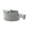 Orisfur. 360Â° Swivel Accent Barrel Chair with Storage Ottoman & 4 Pillows, Modern Linen Leisure Chair Round Accent for Living Room