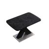 Modern Square Dining Table,Stretchable,Printed Black Marble Table Top+MDF X-Shape Table Leg with Metal Base