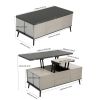 5 Pieces Lift Top Coffee Table Set with Storage Convertible Dining Table with Ottomans