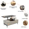 5 Pieces Lift Top Coffee Table Set with Storage Convertible Dining Table with Ottomans