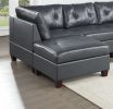 Contemporary Genuine Leather 1pc Corner Wedge Black Color Tufted Seat Living Room Furniture