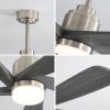 52 Inch Modern Ceiling Fan With 120V Dimmable 5 Solid Wood Blades Remote Control Reversible DC Motor With Led Light