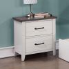 White Color Nightstand Bedroom 1pc Nightstand Solid wood Black Appliance Pull 2-Drawers bedside Table Gray Top, Two Tone Finish