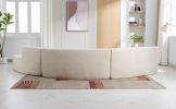 136.6" Stylish Curved sofa Sectional Sofa Chenille Fabric Sofa Couch with Three Throw Pillows for Living Room, Beige