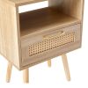 15.75" Rattan End table with Power Outlet & USB Ports , Modern nightstand with drawer and solid wood legs, side table for living room, bedroom,natural