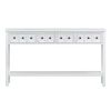 TREXM Rustic Entryway Console Table, 60" Long Sofa Table with two Different Size Drawers and Bottom Shelf for Storage (Antique White)