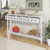 TREXM Rustic Entryway Console Table, 60" Long Sofa Table with two Different Size Drawers and Bottom Shelf for Storage (Antique White)