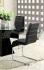 Contemporary Black Padded Leatherette 2pc Side Chairs Set of 2 Chairs Kitchen Dining Room Metal Chrome Legs