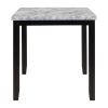 Faux Marble 5-Piece Dining Set Table with 4 Thicken Cushion Dining Chairs Home Furniture, White/Beige+Black