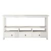 3 Tier Vintage Solid Console Table with 3 Drawers and Shelves; Industrial Console Table Coffee Table for Living Room Entry Bedroom White Color