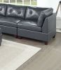 Contemporary Genuine Leather 1pc Corner Wedge Black Color Tufted Seat Living Room Furniture