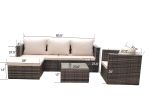 Rattan Patio Furniture Set Wicker Sofa Cushioned Sectional Furniture Set Garden Patio Sofa Set (4 Pieces, Brown)