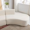 136.6" Stylish Curved sofa Sectional Sofa Chenille Fabric Sofa Couch with Three Throw Pillows for Living Room, Beige