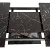 Modern Square Dining Table,Stretchable,Printed Black Marble Table Top+MDF X-Shape Table Leg with Metal Base