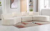 136.6" Stylish Curved sofa Sectional Sofa Chenille Fabric Sofa Couch with Three Throw Pillows for Living Room, Beige