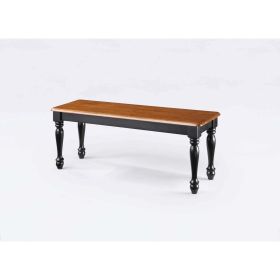 Kitchen Farmhouse Solid Wood Dining Bench (Color: Oak and Black)