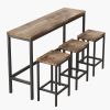 Modern Design Kitchen Dining Table, Pub Table, Long Dining Table Set with 3 Stools, Easy Assembly