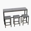 Modern Design Kitchen Dining Table, Pub Table, Long Dining Table Set with 3 Stools, Easy Assembly