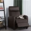 Faux Leather Push Back Theater Recliner Chair with Footrest