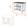 Caledon 2 Piece Kitchen Set, Kitchen Island + Upper Wall Cabinet , White /Walnut