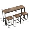 Modern Design Kitchen Dining Table, Pub Table, Long Dining Table Set with 3 Stools, Easy Assembly