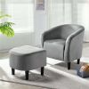 Barrel Accent Chair with Ottoman